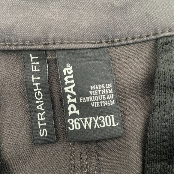 Prana Mens Performance Hiking Breathe Stretch Straight Fit Pants Size 36/30 Gray - Picture 4 of 7